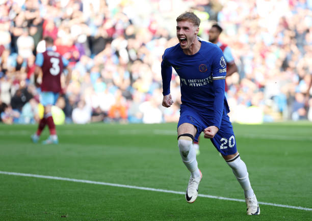 Cole Palmer of Chelsea celebrates after scoring.